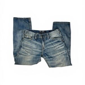 Silver Jeans Nash Straight Leg Medium Wash Distressed Size 34x30